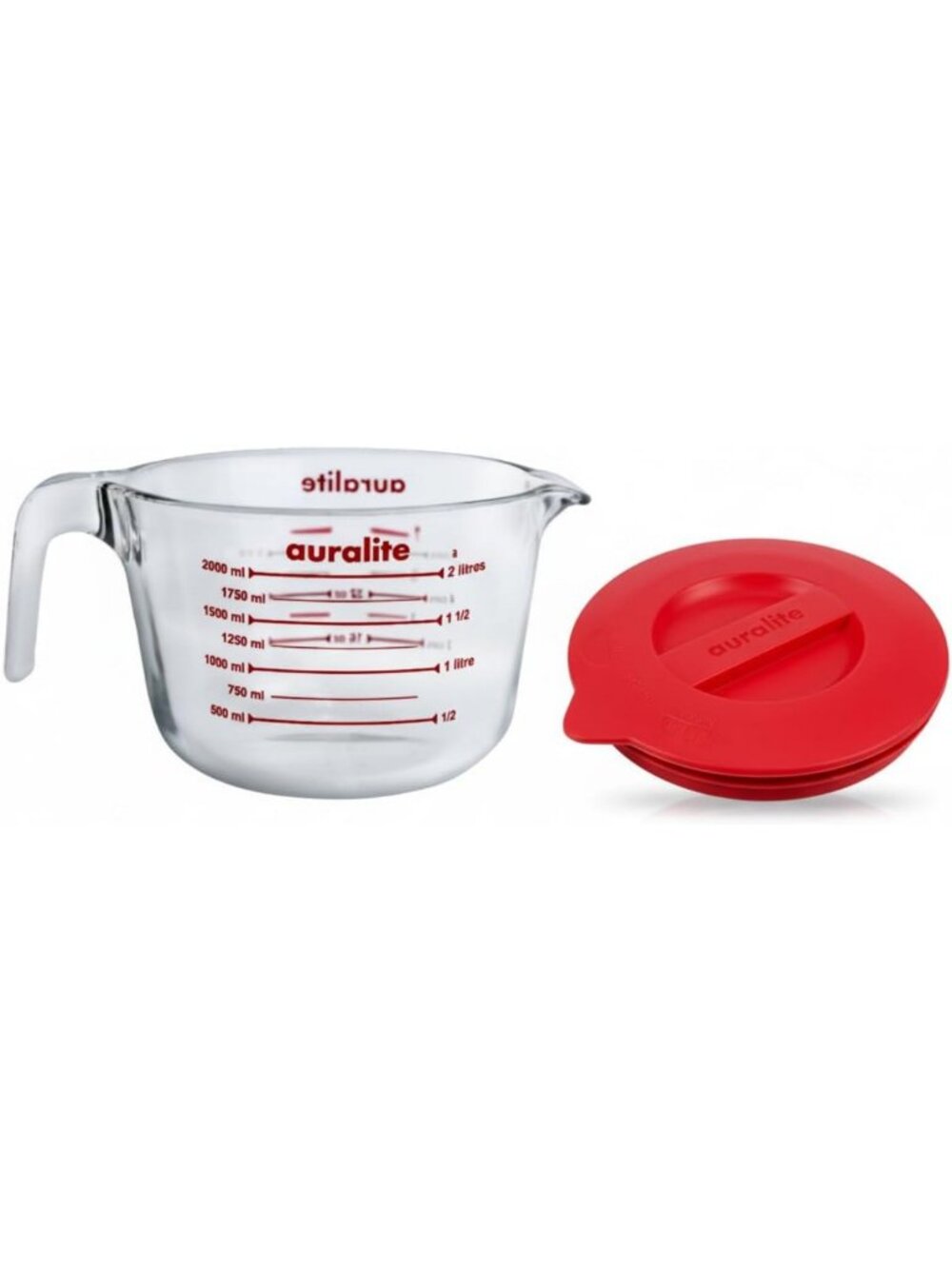 2 Quart Borosilicate Glass Measuring Cup with Lid - Large Kitchen Mixing Bowl